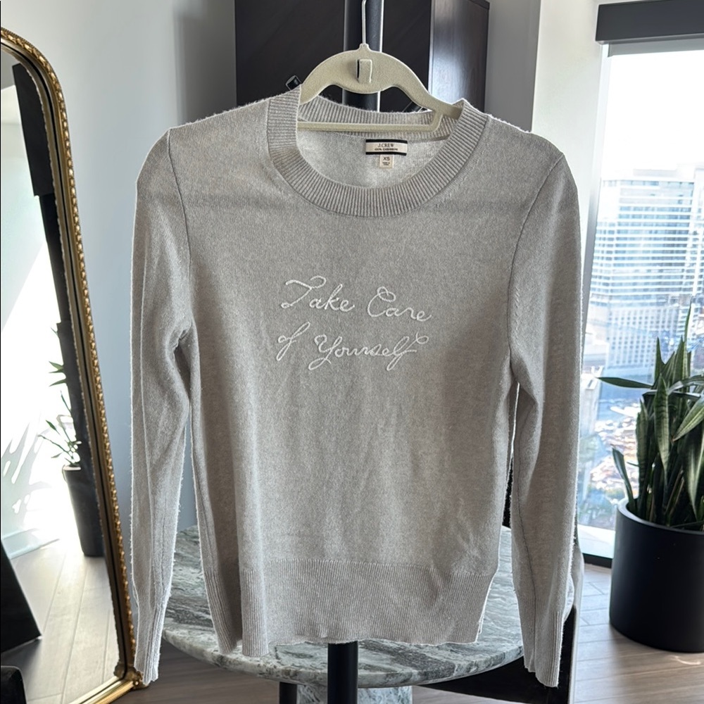 J. Crew Gray Crew Neck Sweater 100% Cashmere